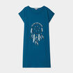 Chemise de nuit courte col rond bleu canard femme