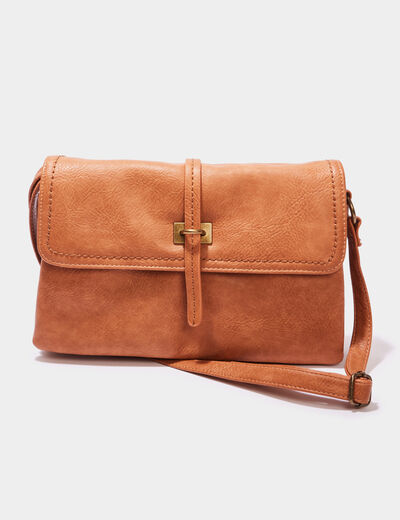 Sac bandoulière à rabat rectangulaire camel femme