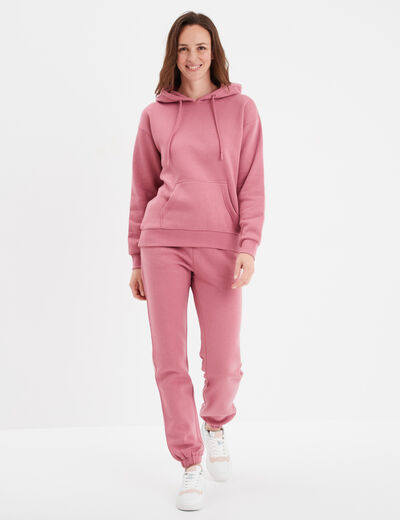 Sweat hoodie molleton à capuche vieux rose femme