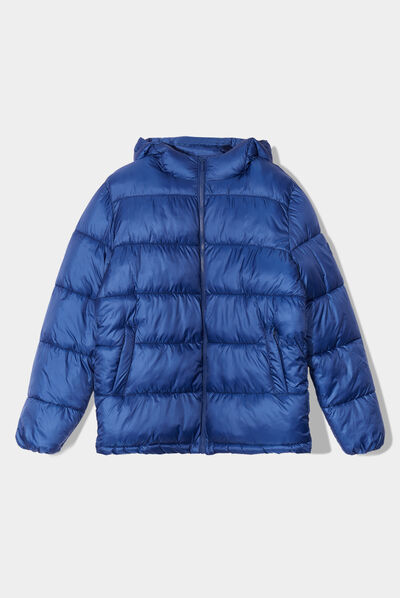 Doudoune zippée à capuche bleu roi homme