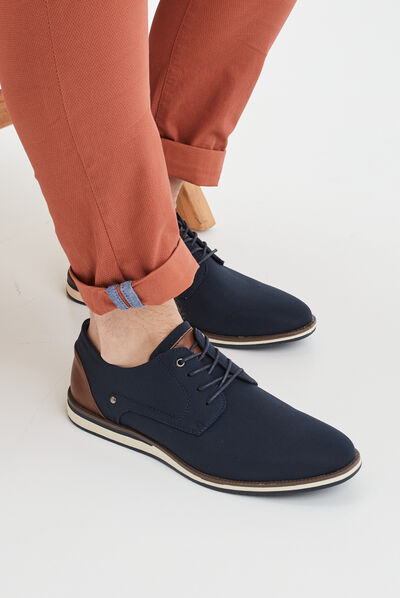 Derbies plates à lacets bleu marine homme