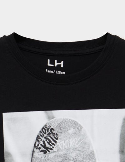 T-shirt manches longues coton noir gar&ccedil;on
