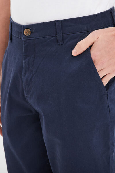 Pantalon chino droit stretch bleu marine homme