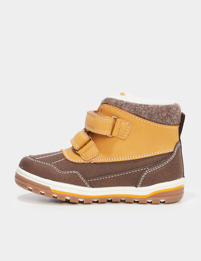 Bottines fourrées à scratchs Trappeur marron garçon