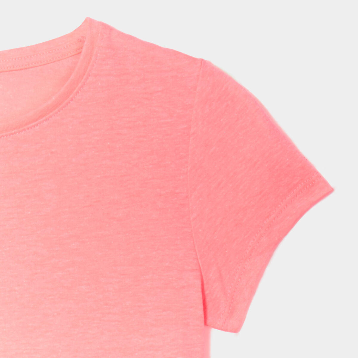 T-shirt manches courtes en coton rose fluo fille