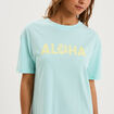 Chemise de nuit manches courtes coton bleu turquoise femme