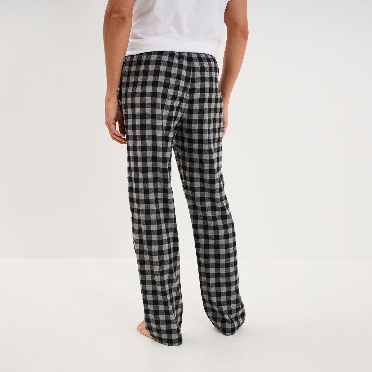 Pantalon de pyjama coton coupe droite gris moyen homme