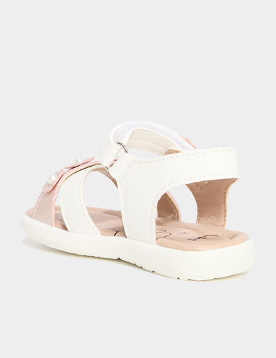Sandales c&eacute;r&eacute;monie brides fleurs blanc b&eacute;b&eacute; fille