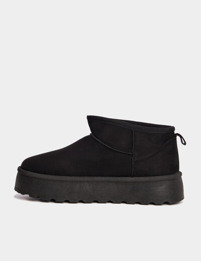 Bottines compens&eacute;es fourr&eacute;es Creeks noir femme