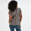 T-shirt col en V manches courtes beige femme