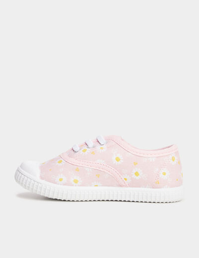 Tennis en toile à lacets rose fille