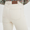 Jeans wide leg taille haute coton ecru femme