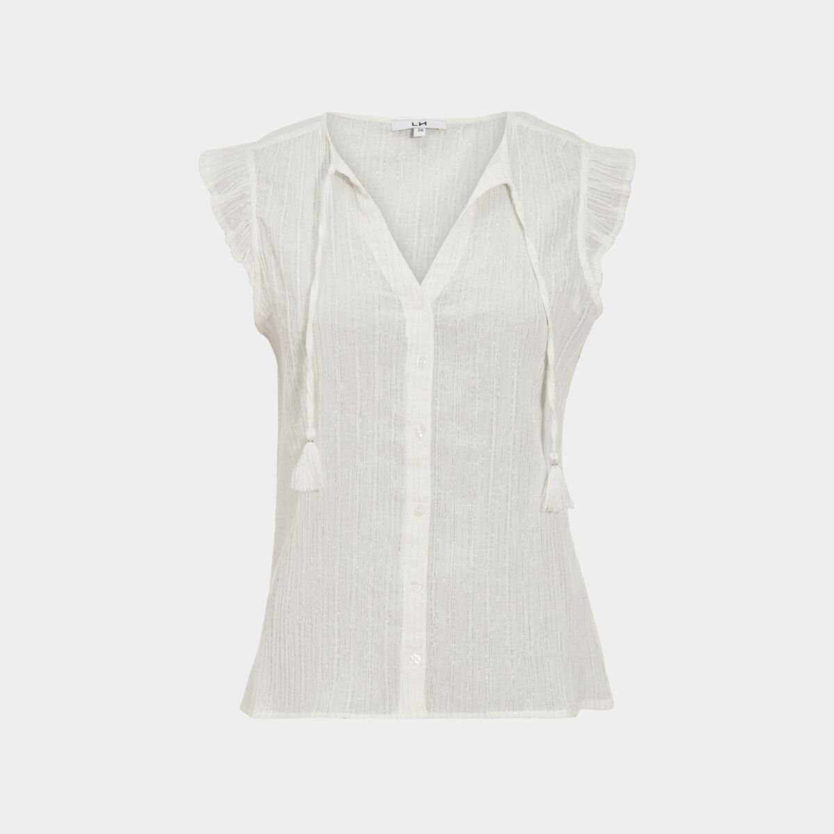 Chemise sans manches avec cordons blanc femme