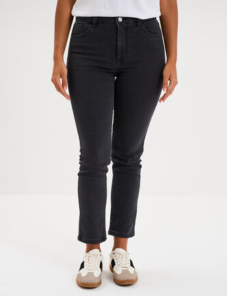 Jean stretch slim 7/8 &egrave;me denim noir femme