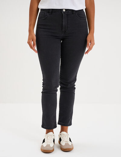 Jean stretch slim 7/8 &egrave;me denim noir femme
