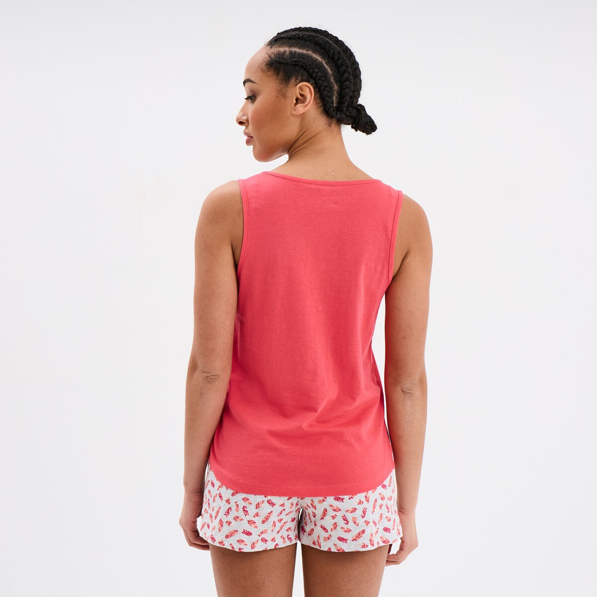 Ensemble pyjama short et débardeur coton vieux rose femme