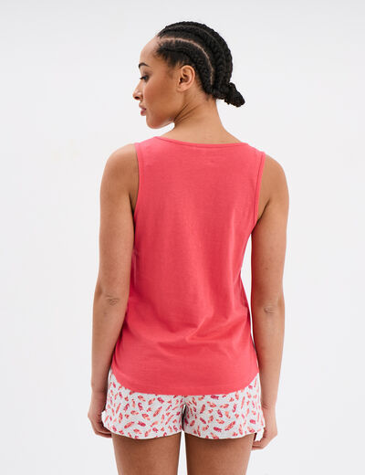 Ensemble pyjama short et débardeur coton vieux rose femme