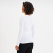 T-shirt manches longues col en V coton blanc femme