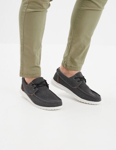 Chaussures bateau à lacets gris homme
