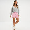 Short de jogging en molleton rose pastel femme