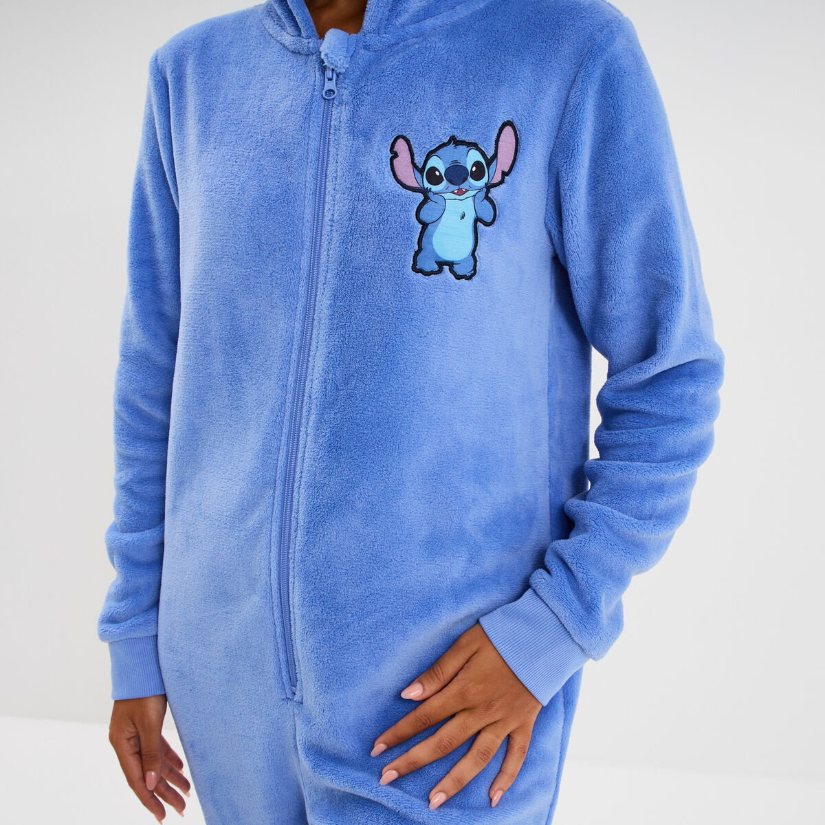 Combinaison pyjama effet velours Stitch bleu femme