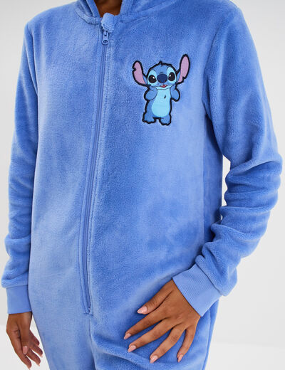 Combinaison pyjama effet velours Stitch bleu femme