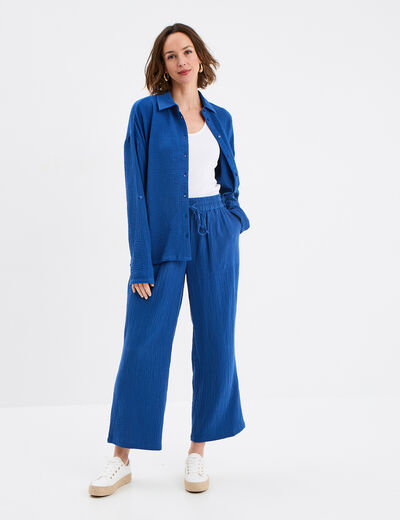 Débardeur col rond côtelé coton blanc femme