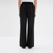 Pantalon large lin mélangé noir femme