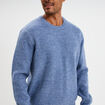 Pull col rond &agrave; manches longues bleu fonc&eacute; homme