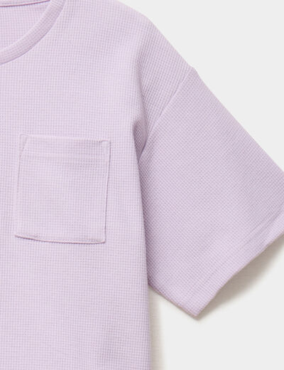 Ensemble pyjama short et t-shirt violet clair fille