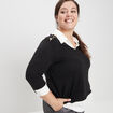 Pull empiècement chemisier noir femme grande taille