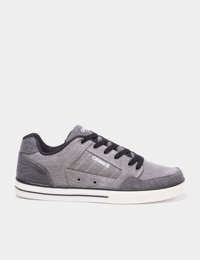 Tennis basses en toile &agrave; lacets gris clair homme