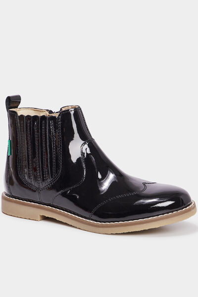 Bottines en cuir Kickers Tylbury noir fille