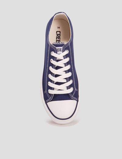 Tennis en toile &agrave; lacets bleu marine femme