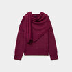 Pull col rond &eacute;charpe amovible rouge fonc&eacute; femme