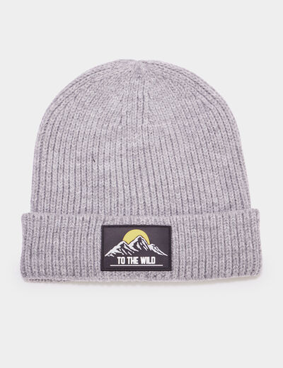Bonnet tricoté gris homme