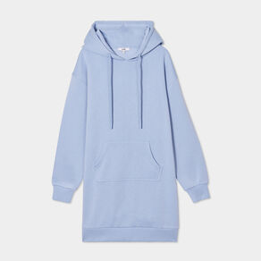 Robe sweat à capuche bleu clair femme
