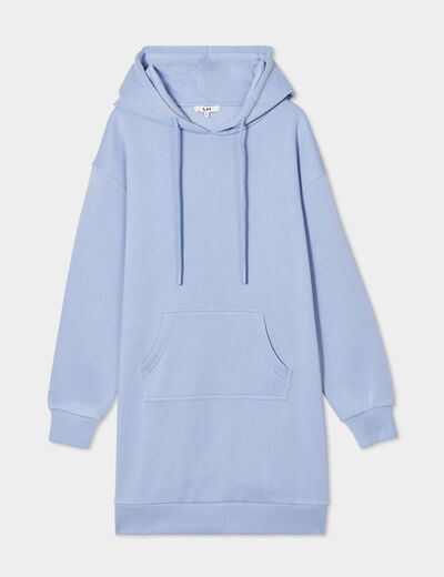 Robe sweat à capuche bleu clair femme
