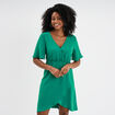 Robe courte effet portefeuille fluide vert femme