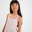 Robe courte &agrave; bretelles fines ecru fille