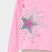 T-shirt volants et sequins coton rose fille