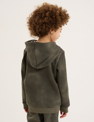 Sweat à capuche zippé vert kaki garçon