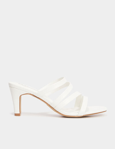 Mules à talons blanc femme