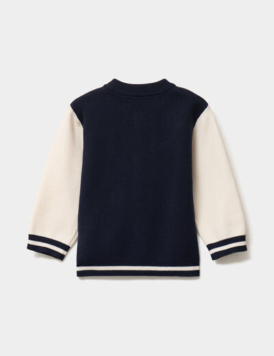 Gilet boutonné col teddy manches longues bleu marine bébé garçon