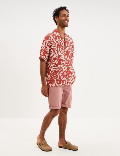 Chemise l&eacute;g&egrave;re textur&eacute;e manches courtes orange clair homme