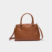 Sac &agrave; main bandouli&egrave;re amovible 3 poches marron cognac femme