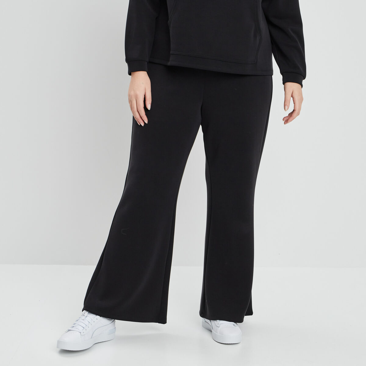 Pantalon de jogging bootcut noir femme grande taille