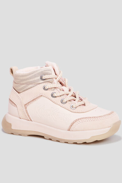 Bottines zippées Kickers Fauna rose fille