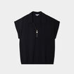 Blouse effet satin manches courtes noir femme grande taille