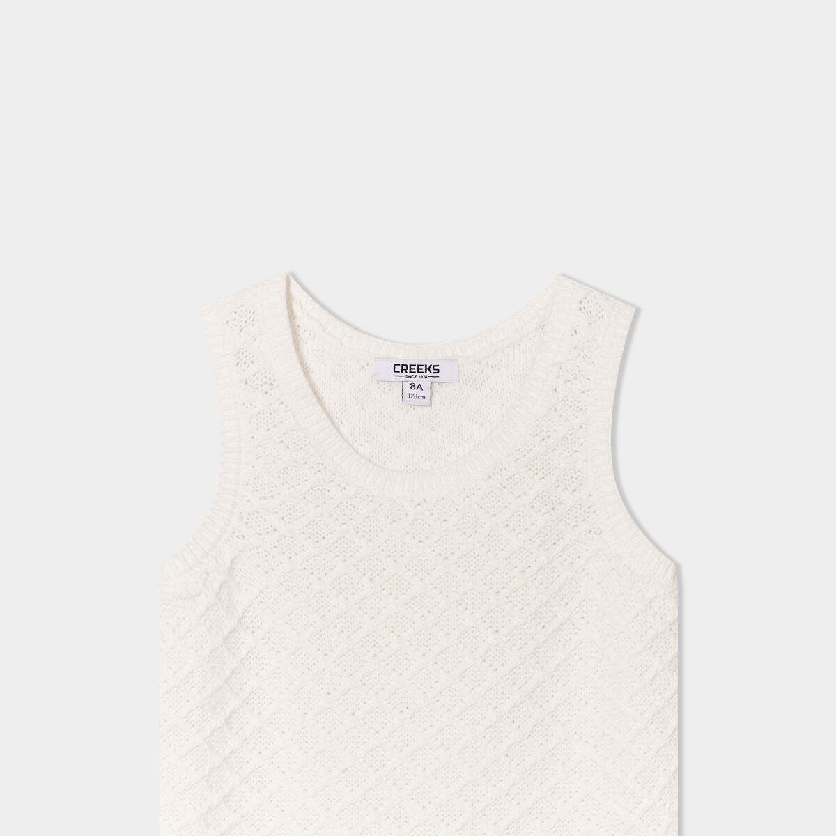 Débardeur tricot col rond Creeks ivoire fille